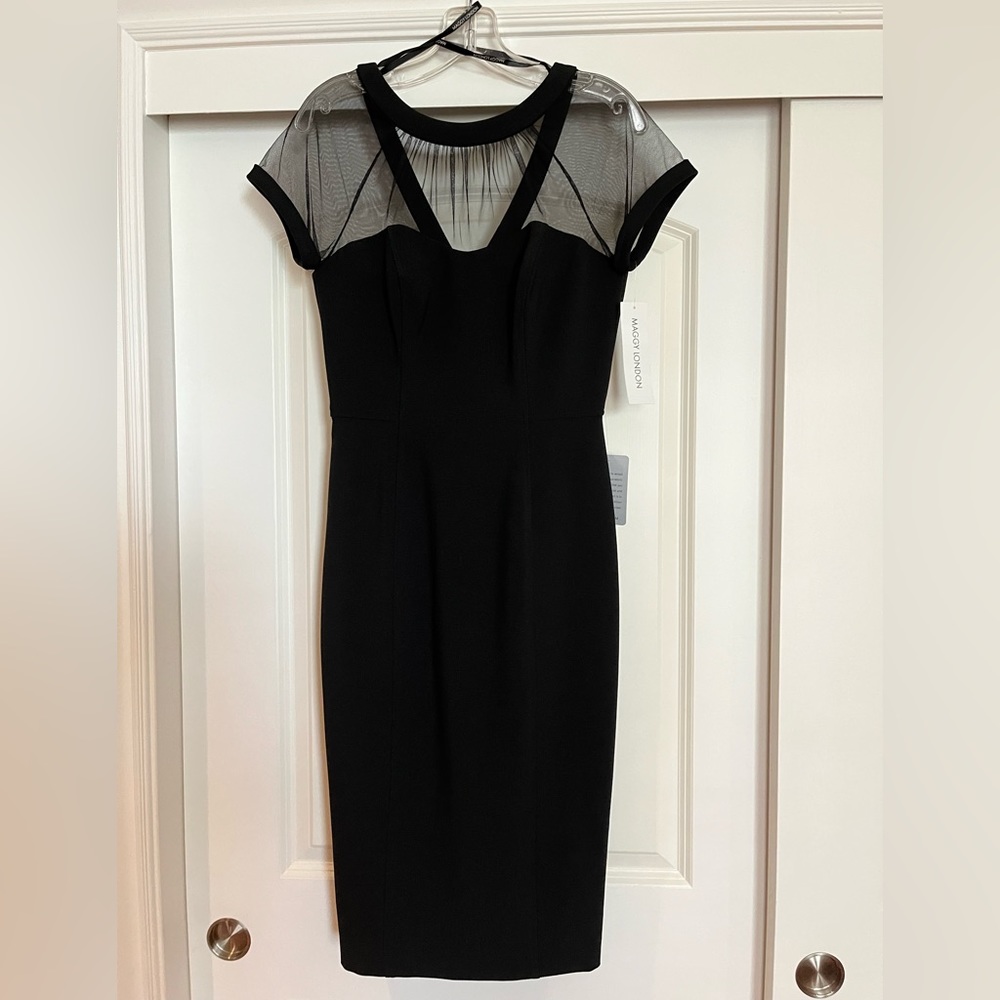 Maggy London Illusion Yoke Crepe Cocktail Dress Size